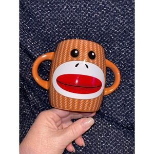 2 Novelty Sock‎ Monkey Coffee Mug with Handles Cute Unique Home Decor